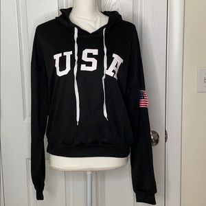 Black USA Crop Top Sweatshirt